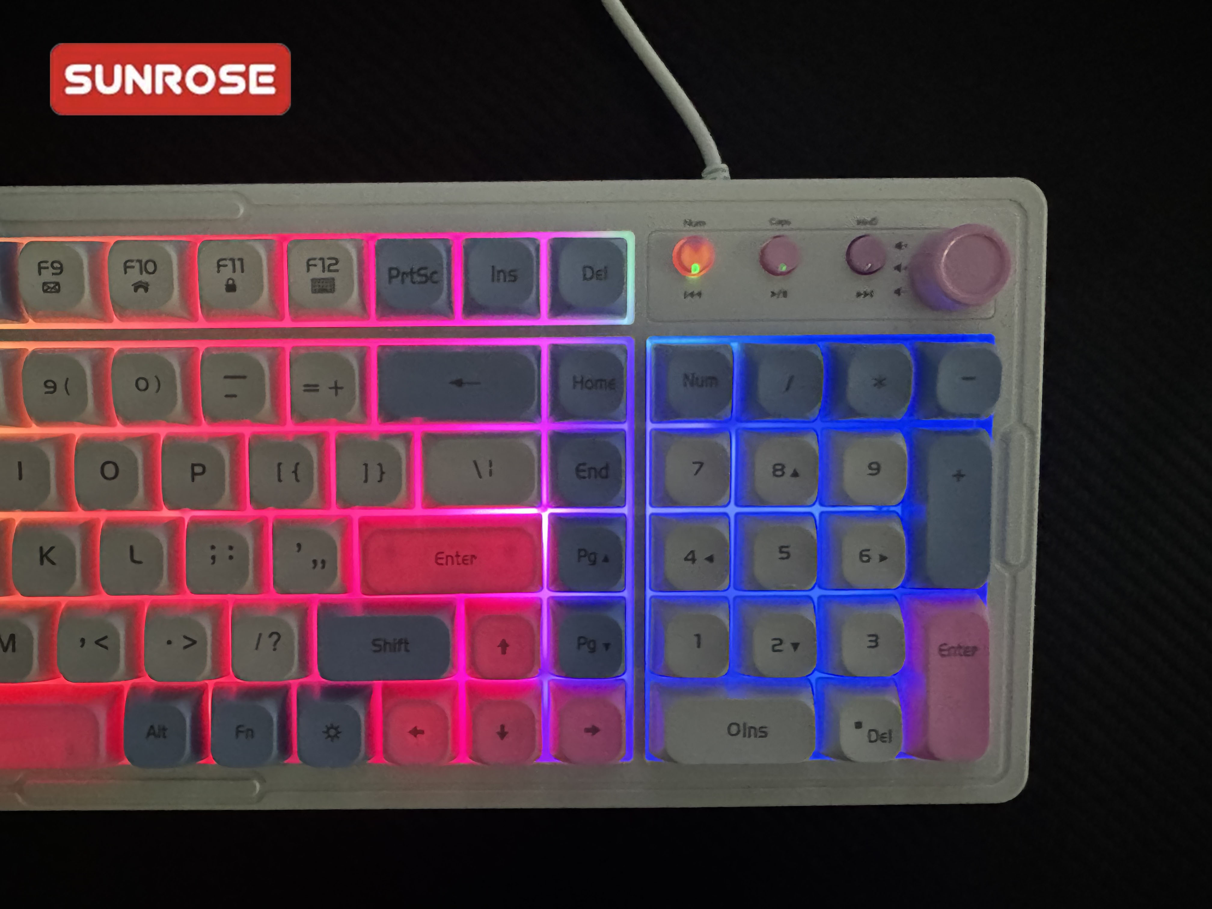 SUNROSE OKB030 Rainbow LED Backlit Gamers Wired Keyboard
