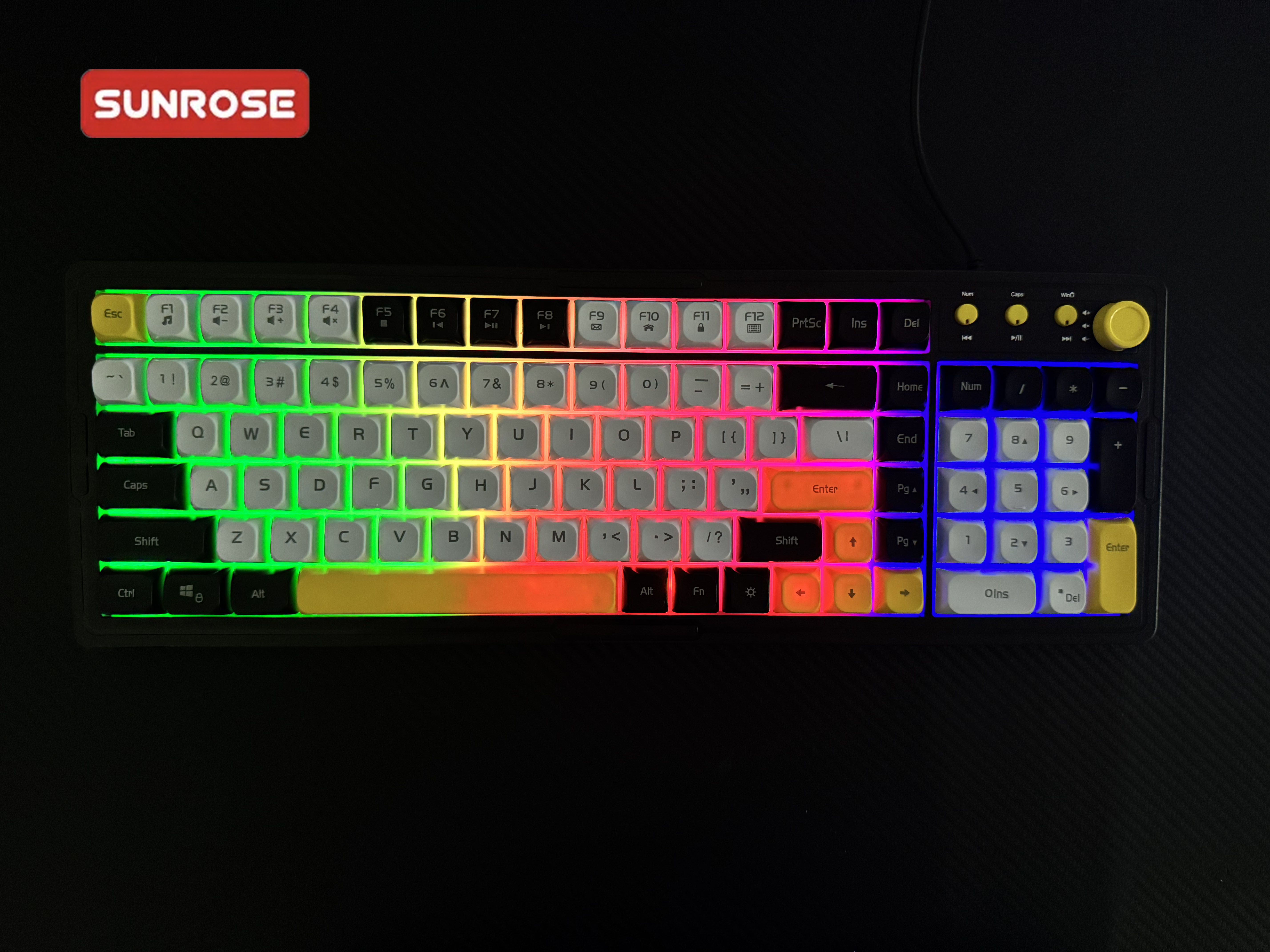 SUNROSE OKB030 Rainbow LED Backlit Gamers Wired Keyboard