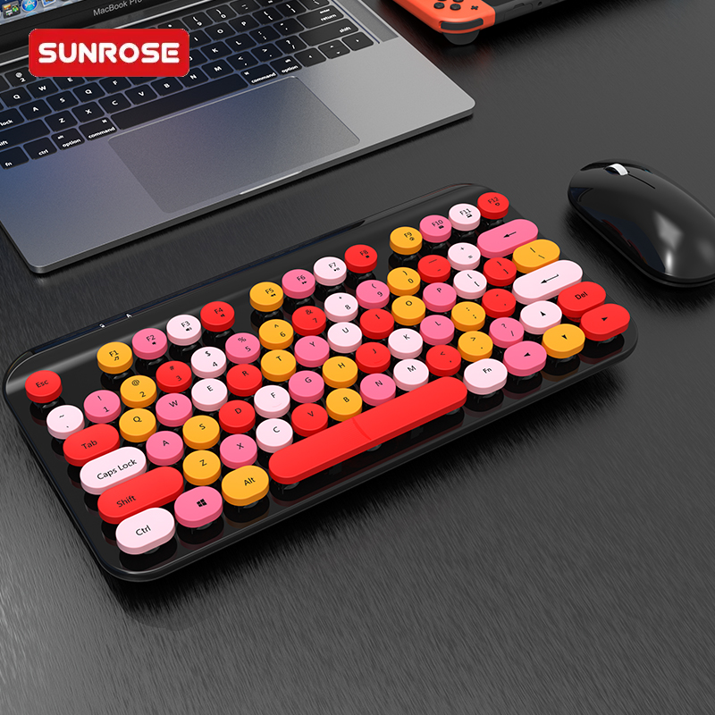 QT-01S Multicolor Wireless Keyboard Mouse